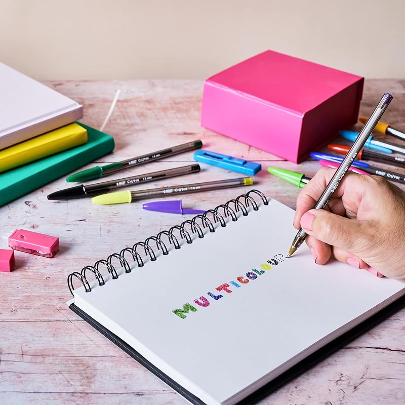 Kit Multicolore avec Rubans Correcteurs Mini Pocket Mouse, Stylos-bille Cristal Multicolour, Surligneurs Highlighter Grip et Feutres Intensity Dual Tip - Couleurs assorties, Pack de 23