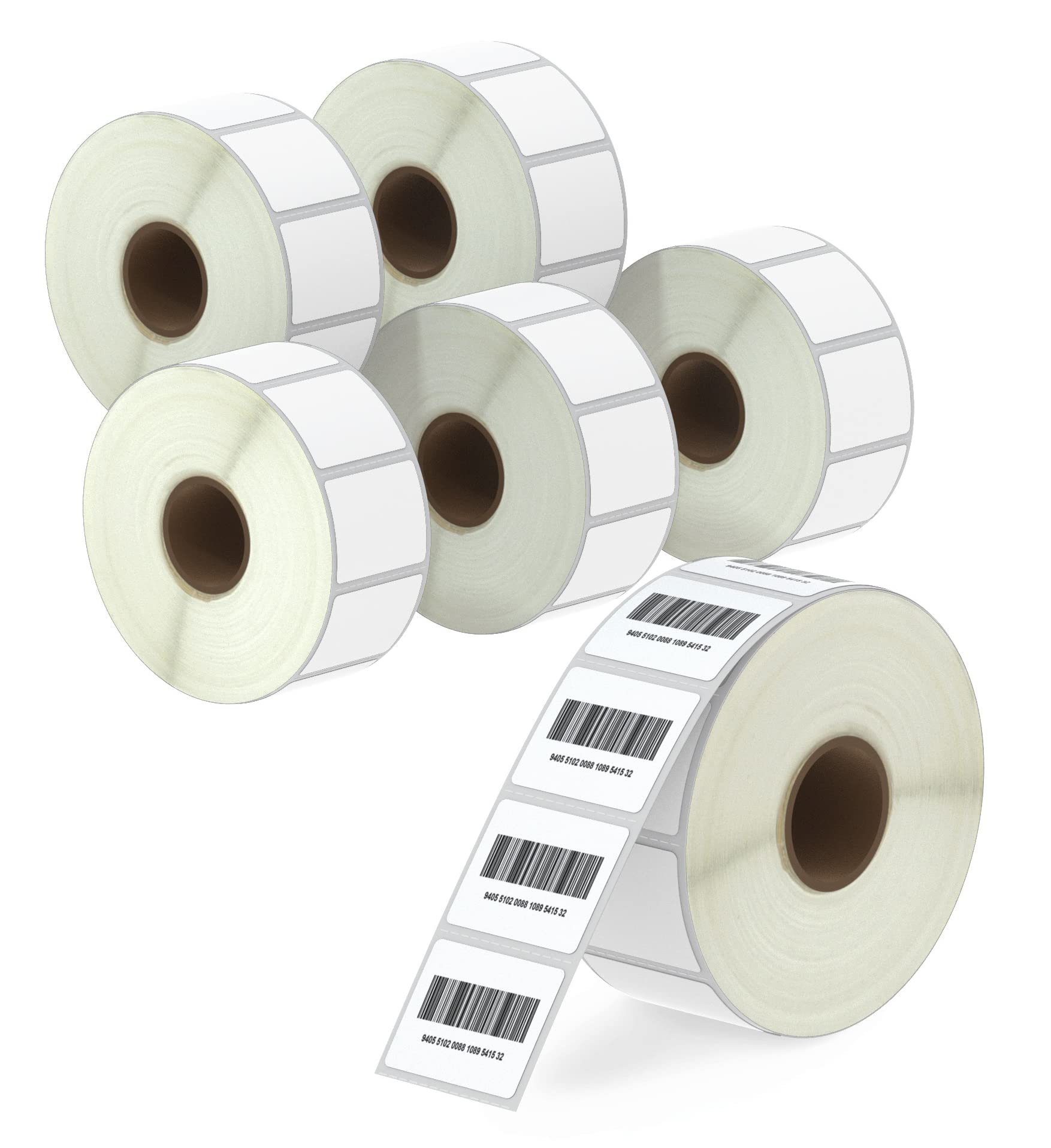 BETCKEY - 32mm x 25mm (1.25 in x 1 in) Barcode & Address Thermal Labels, 1380 Perforated per Roll Compatible With Zebra & More Printers [6 Roll/8280 Labels]