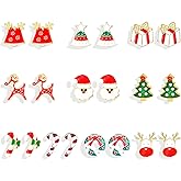 Christmas Earrings for Women Holiday Gift Stocking Stuffers Christmas Dress for Women Snowflake Santa Candy Cane Earrings Bulk Cute Xmas Party Jewelry Gifts