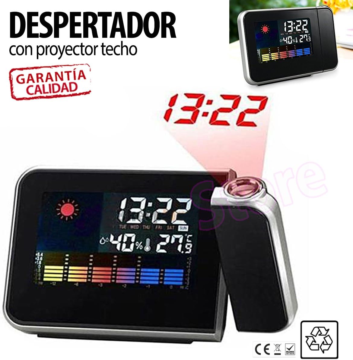 Reloj Despertador con Proyector LED para pared techo TiendaStore ...