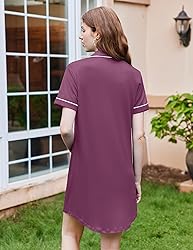 Ekouaer Nightgowns for Women Button Sleep Shirt V