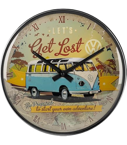 BRISA VW Collection Orologio Da Parete Vintage T1 Bus – Highway 1 Multicolore, 40x29 Cm, Licenza Ufficiale Volkswagen - 5