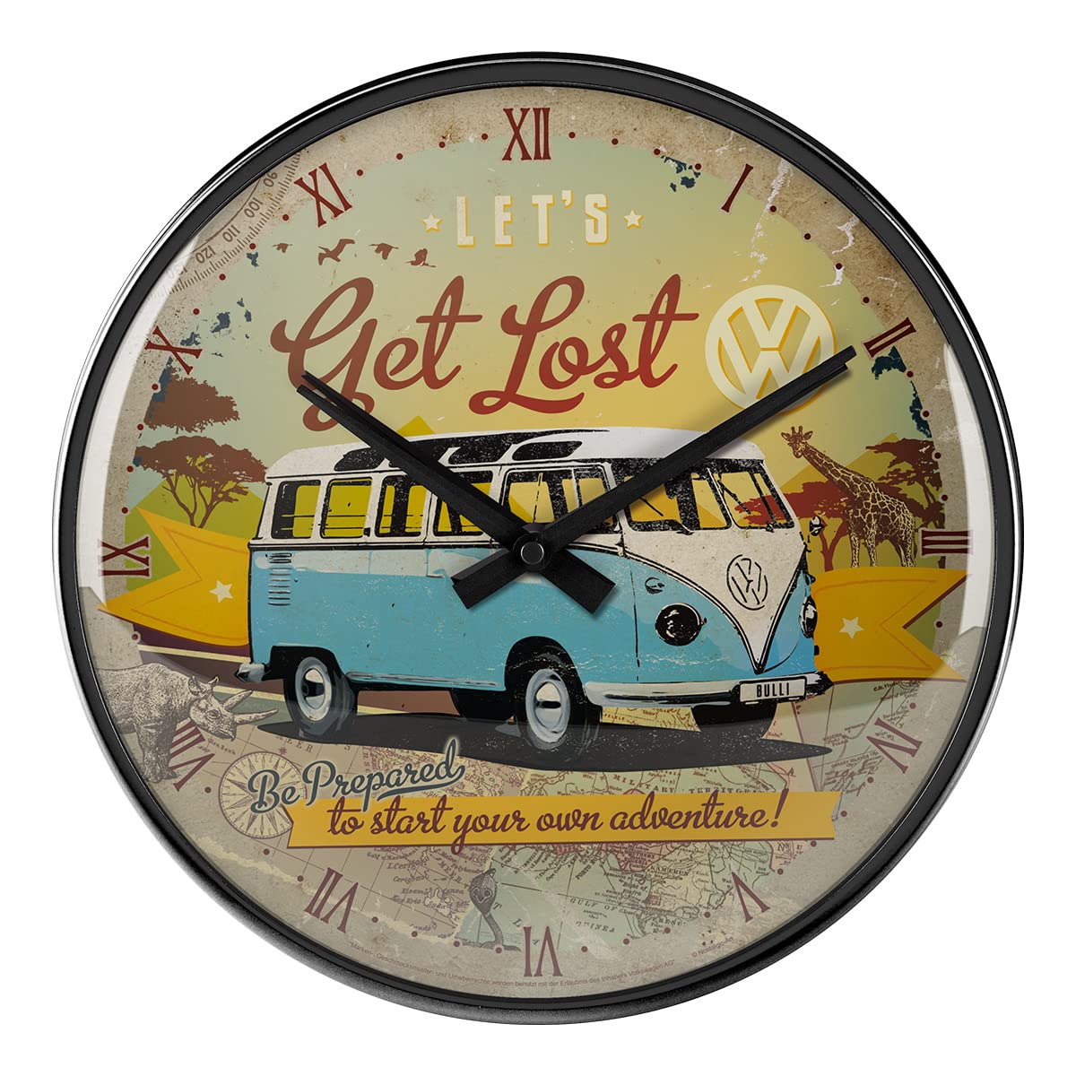 Nostalgic-Art 51058 Volkswagen - VW Bulli - Let's Get Lost, Wall Clock 31cm