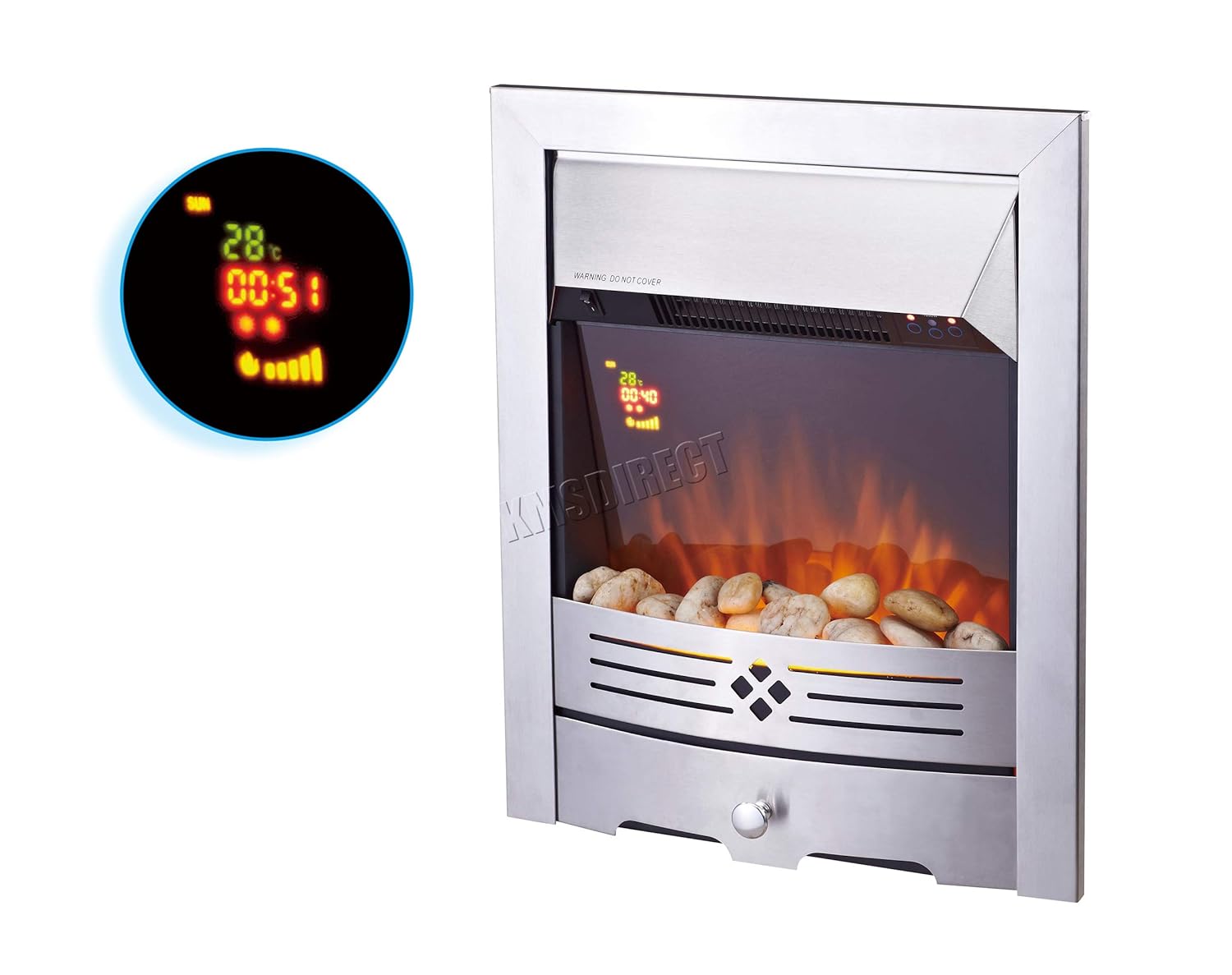 FoxHunter Traditional Electric Fire Gold Frame Gas Coal Fire Flame Effect Fireplace Heater