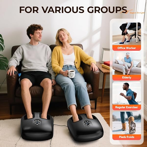 FOOT MASSAGER WITH HEAT, 4 MODES & VIBRATION & COMPRESSION & ROLLING FOR FEET TOES RELIEF, ELECTRIC SHIATSU FOOT MASSAGER WITH REMOTE, FITS UP TO MEN’S SIZE 13, GIFT FOR WOMEN MEN FATHER’S DAY