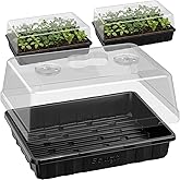 SOLIGT [Thick Plastic] 3-Set Strong Seed Starter Trays with 5" Humidity Domes for Seed Starting, Germination, Seedling Propagation & Plant Growing, Holds 144 Cells in Total