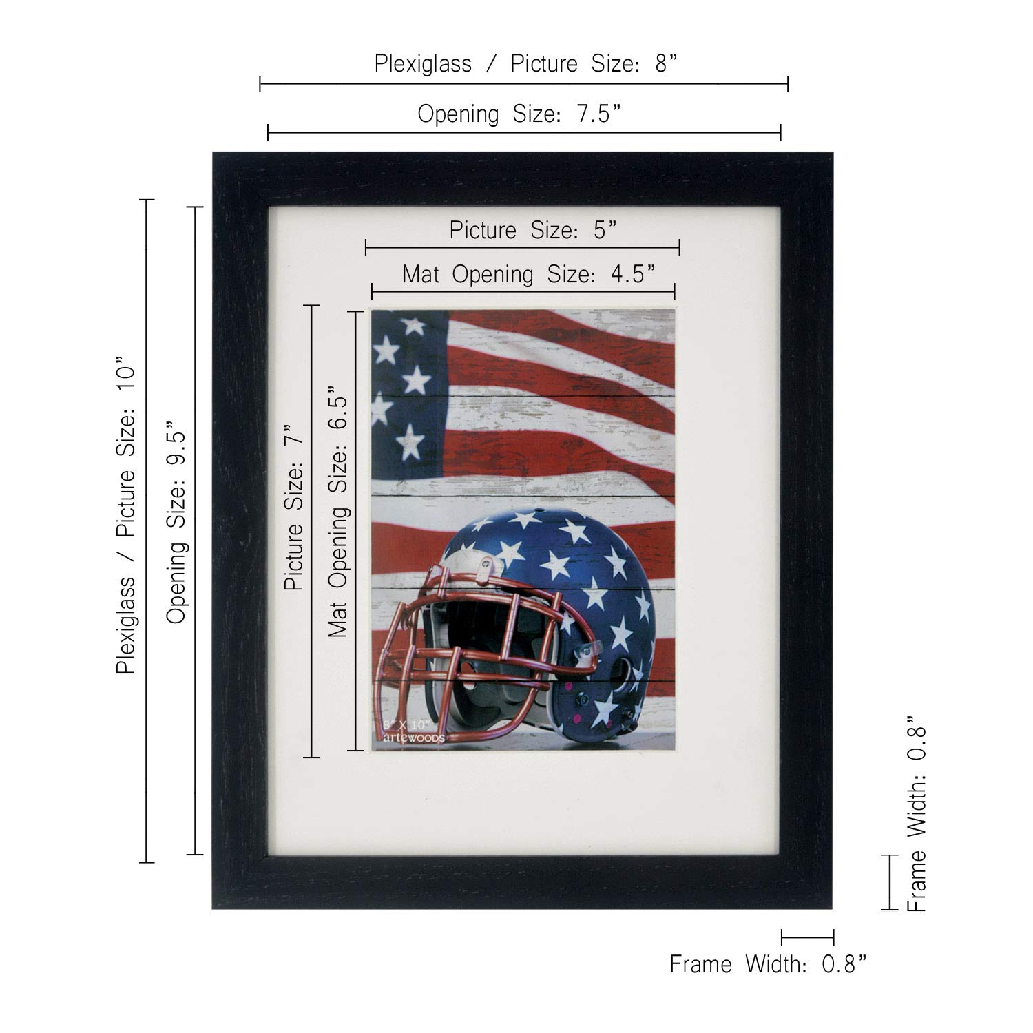 arteWOODS 8x10 Picture Frames 4 Pack Black Solid Wood Collage Photo Frames for Display Pictures 5 x 7 with Mat or 8 x 10 Without Mat, for Tabletop Display and Wall Decoration