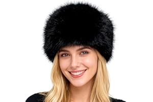 KAZZHA Russian Hats for Women Ladies Ushanka Fluffy Fur Hat Winter Fuzzy Ski Snow Hat Cossack Furry Cap Warm Bucket Hat