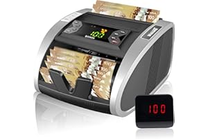 Money Counter with UV, MG, IR Counterfeit Detection, Bill Counter with External Display, 1200/min