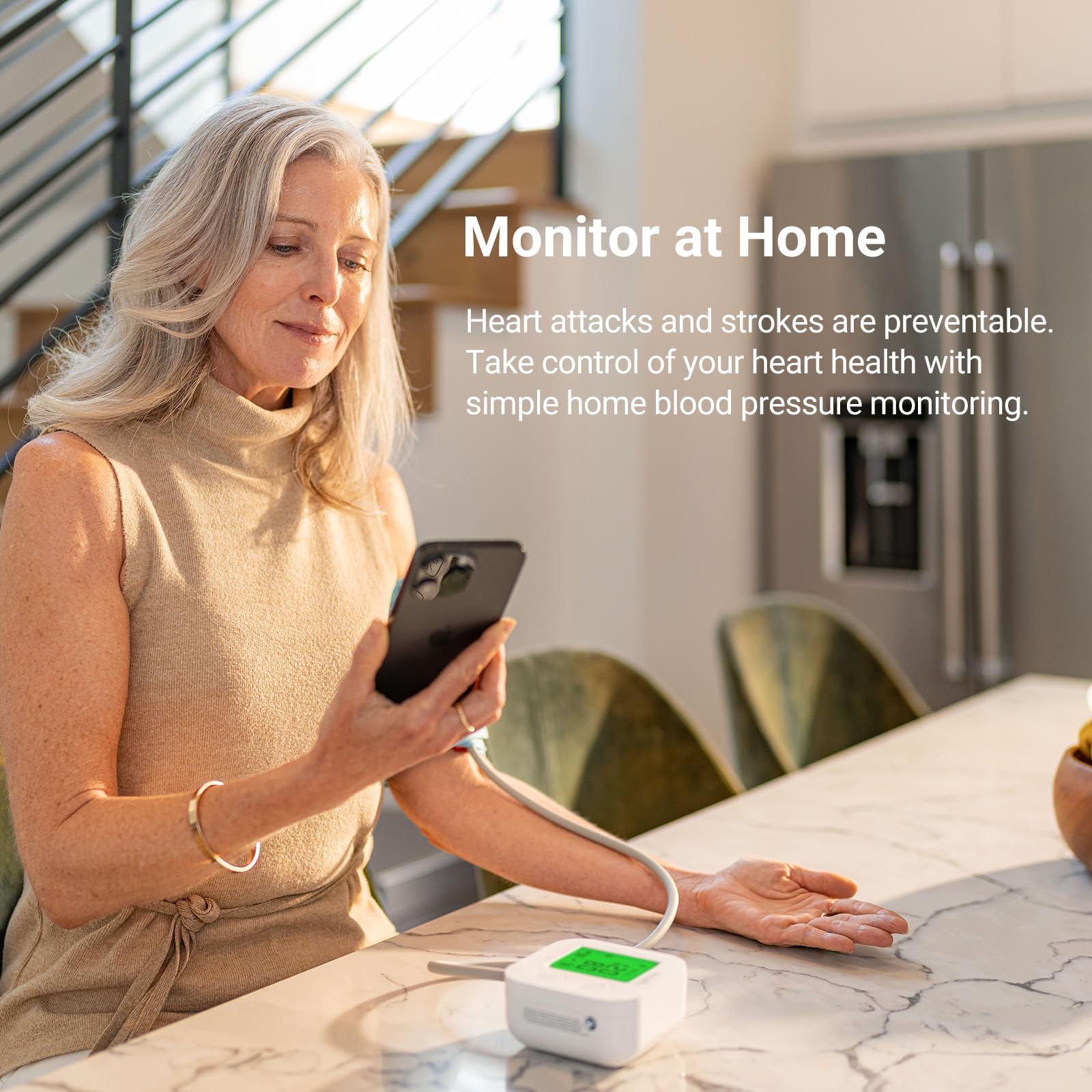 iHealth Track Smart Upper Arm Blood Pressure Monitor with Wide Range Cuff That fits Standard to Large Adult Arms, Bluetooth Compatible for iOS & Android Devices