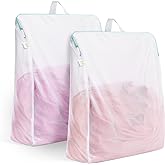 OTraki Large Mesh Laundry Bags 24x32 inch Hanging Delicates Mesh Laundry Bag with Handles Lingerie Bags Washing Machine Bag Zipper Opening,Don't Drying, Melting 140-176℉,White