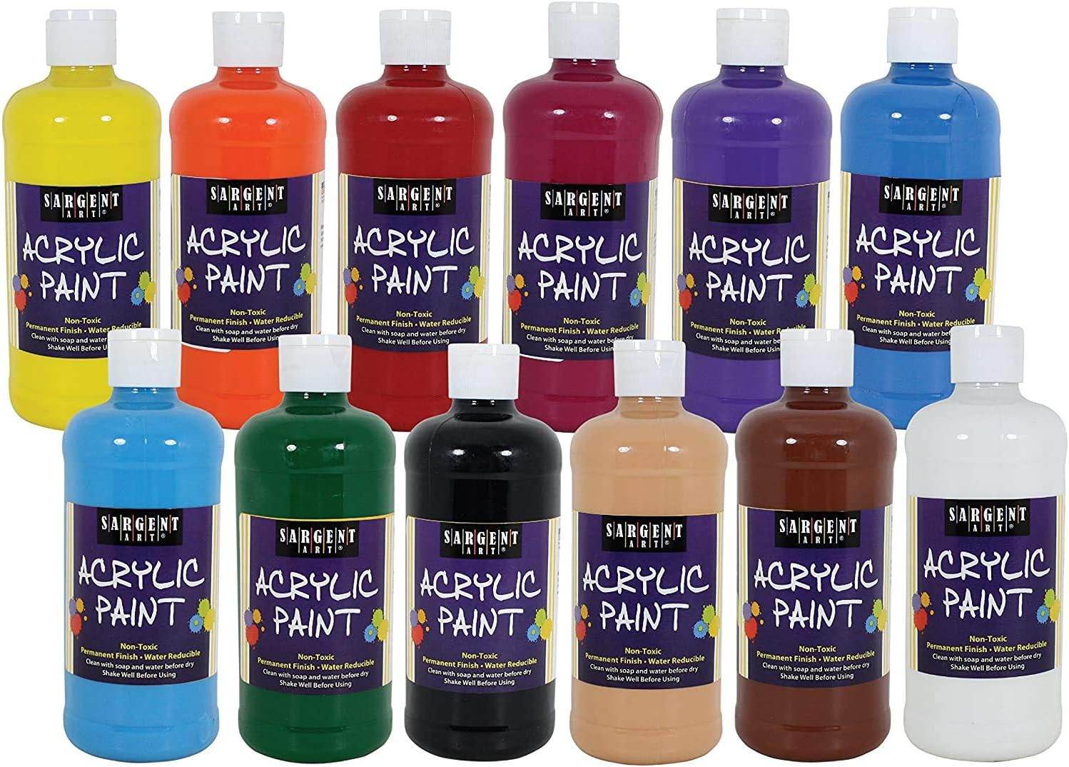 Sargent Art 24-2498 Count Artist Quality Acrylic Paint Set, 12, Assorted