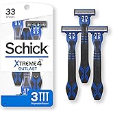 Schick Xtreme 4 Outlast 4-Blade Disposable Razors for Men, 3 ct | Titanium-coated mens razor blades, Ergonomic non-slip handle, Versatile edging tool
