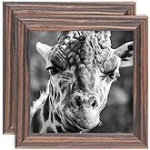Picture Frames 5x5 2 Pack Made of Solid Wood Ebony Wood Grain for Wall Mounting and Tabletop Display