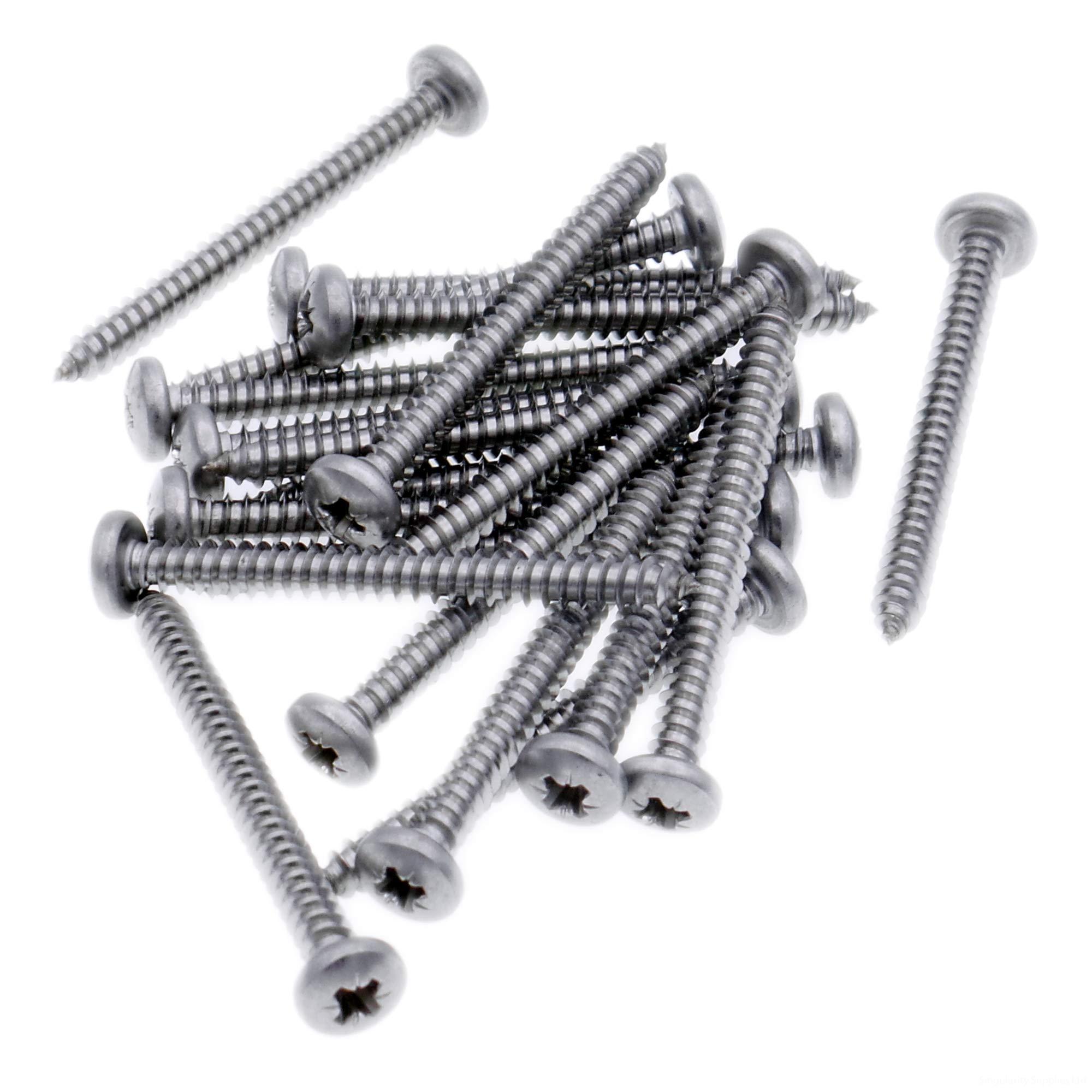 No.6 x 0.875 (3.5mm x 22mm) Pozi Pan Self-Tapping Screw - Stainless Steel (A2) (Pack of 20)