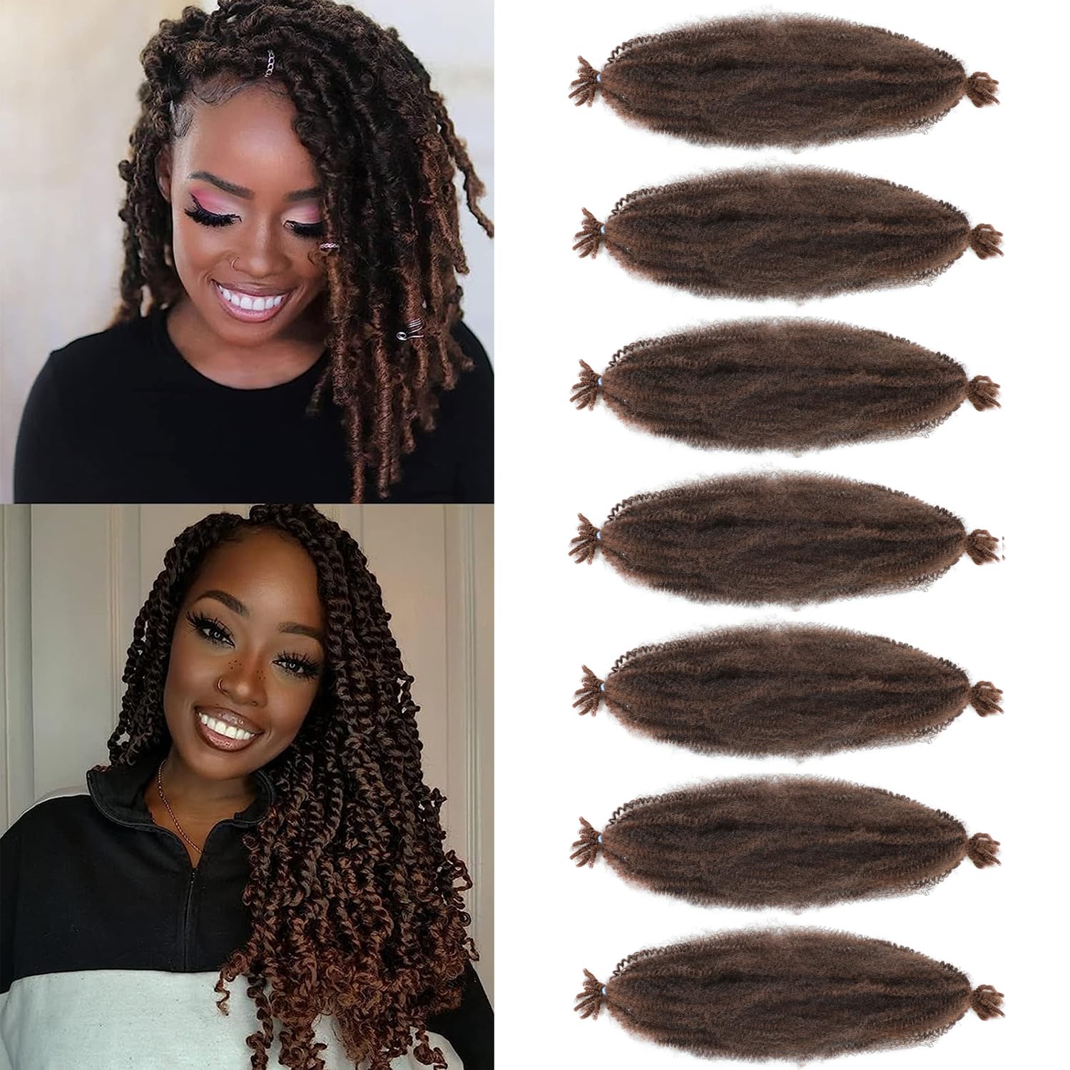 Marley Twist Pre-Separated Springy Afro Twist Extension - 24 Inch Kinky Braiding for Black Women (T30, Pack of 3) — image 1