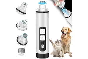 BEIDUONA Dog Nail Trimmers Ultra Quiet Electric Pet Dog Nail Clippers Cat Nail Clipper with Led Lights Nail Grinder High Speed Nail File Electric Clippers for Grooming Small, Medium,Large Dogs and Cats (white)