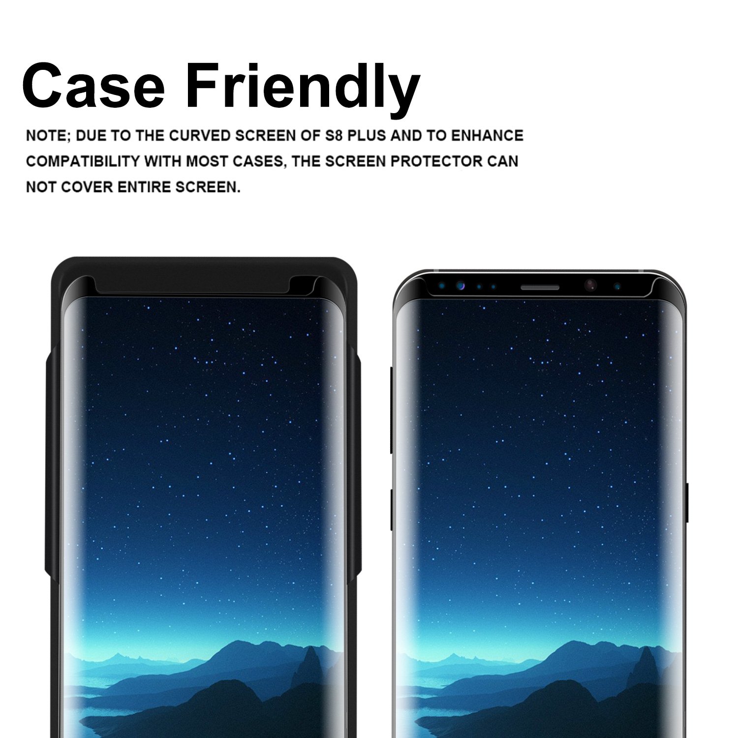 Ounier Galaxy S8 Tempered Glass Screen Protector, [Case Friendly][Easy Installation Tray] 3D Curved Tempered Glass Screen Protector (Black)