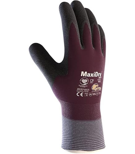 MaxiDry Zero 56 451 Cold Condition Work Glove with Thermal Lining and Full Double Dipped Nitrile Coating, 1, Small : Tools & Home Improvement