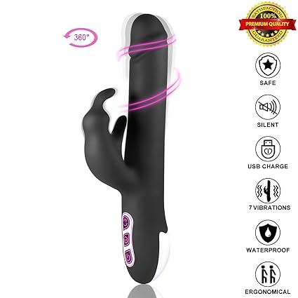 Louviva G-Punkt Vibratoren, Klitoris Stimulation Rabbit Vibrator mit Drehbar Dildo und 7 Intensitätsstufen, USB wiederaufladb
