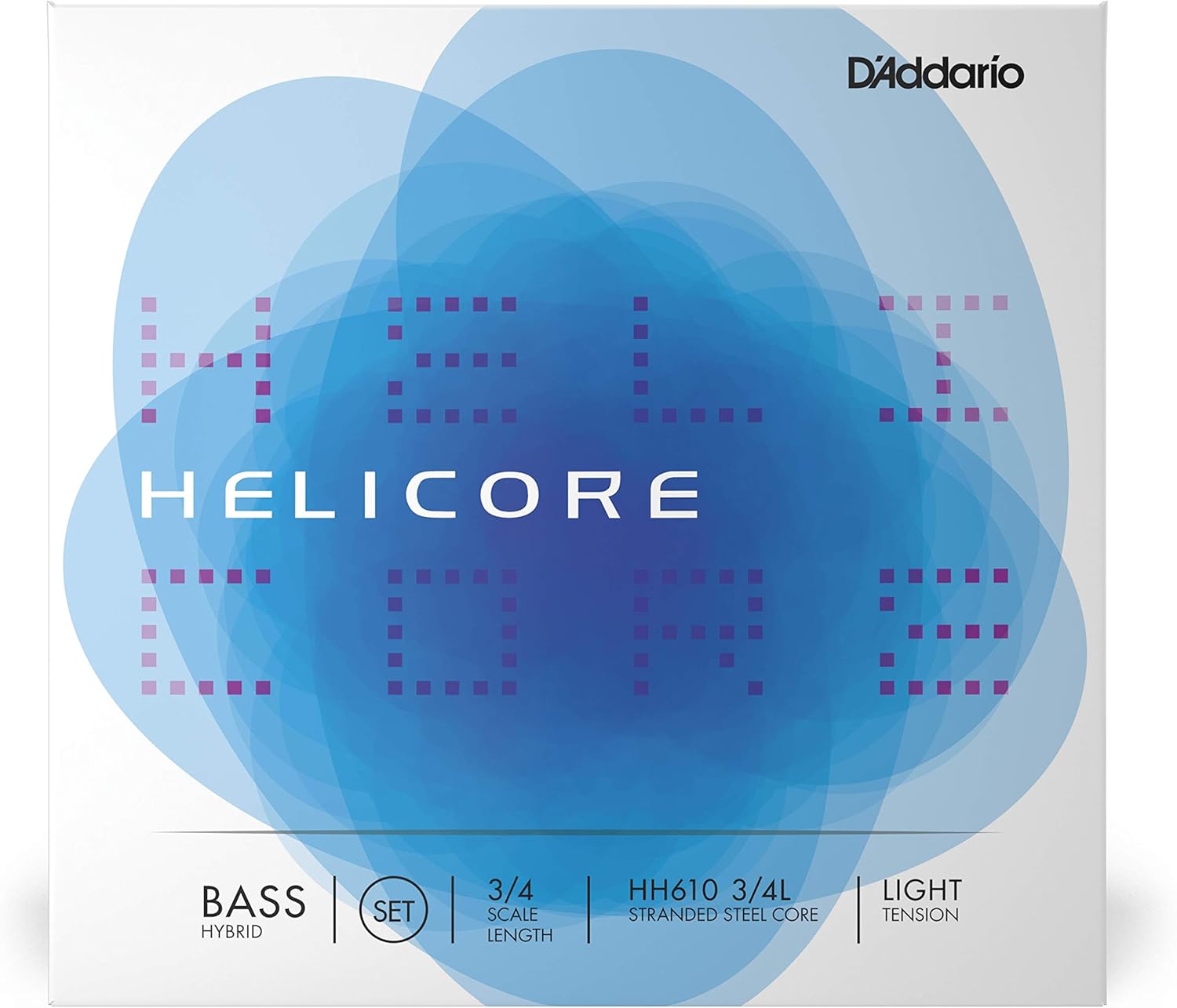 D'Addario Helicore 3/4 Scale Light Tension Hybrid Bass String Set, Grey, Full Set - Image 3