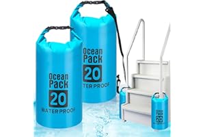 ROMIVO 50LB Heavy Duty Pool Ladder Weights for Above Ground Pools, 20L Universal Pool Step Weights, 500D VPC Waterproof Pool Stair Weights, Easy Fill Sand Bags for Pool Steps, Foldable, Leak-Proof, 2PCS