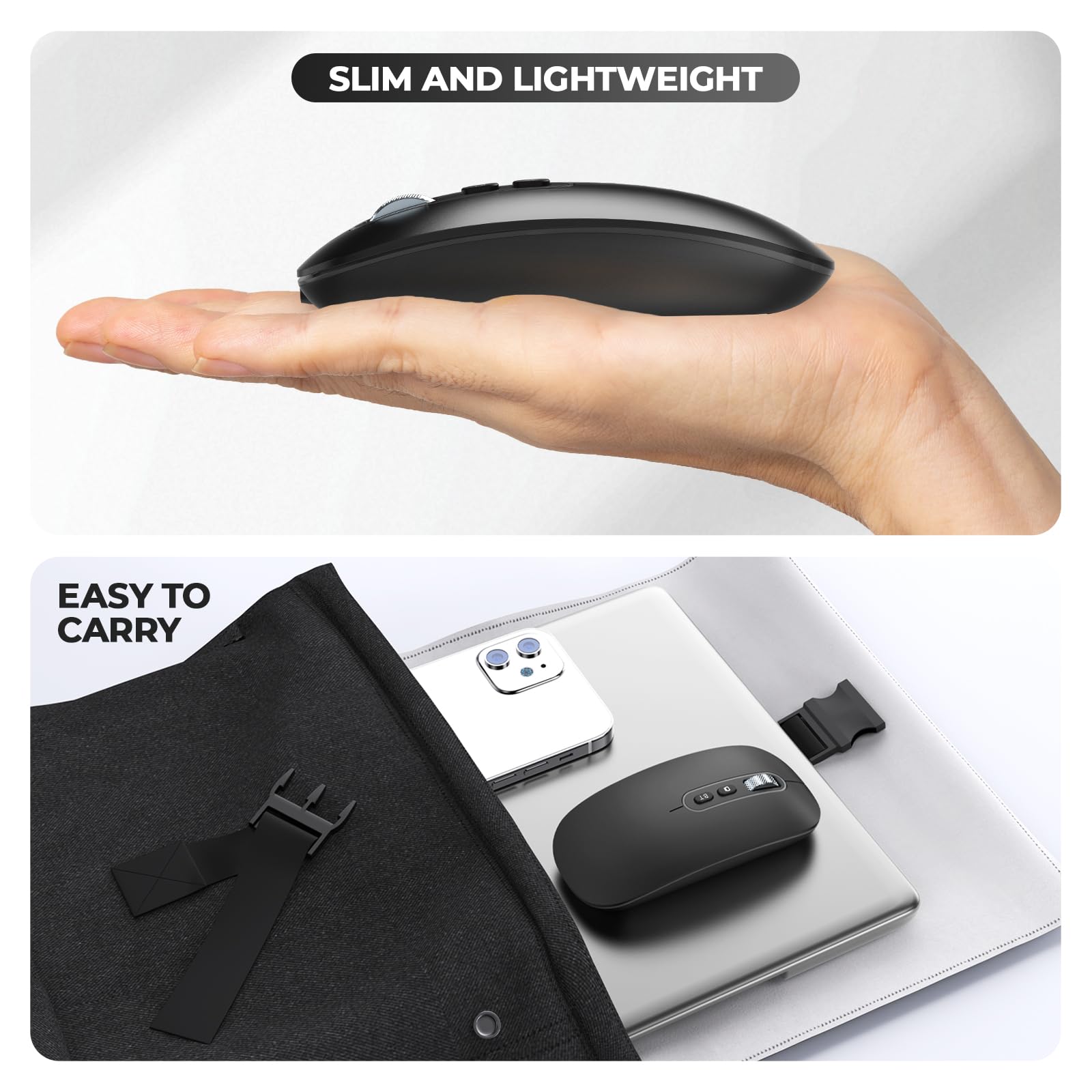 PINKCAT Maus Kabellose USB C, Wiederaufladbare Dual-Modus Mouse(Bluetooth5.1+USB C), Leise Bluetooth Maus,Wireless Mouse, Ergonomische Leise Funkmaus Für MacBook Air/Pro iPad Mac Laptop PC Computer 3