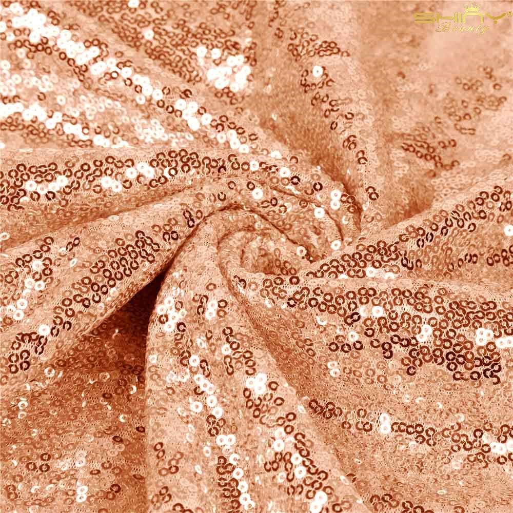 1 Yard Mesh Sequin Fabric Shiny Rose Gold Sequin Glamorous Lace Fabric for Wedding/Dress DIY