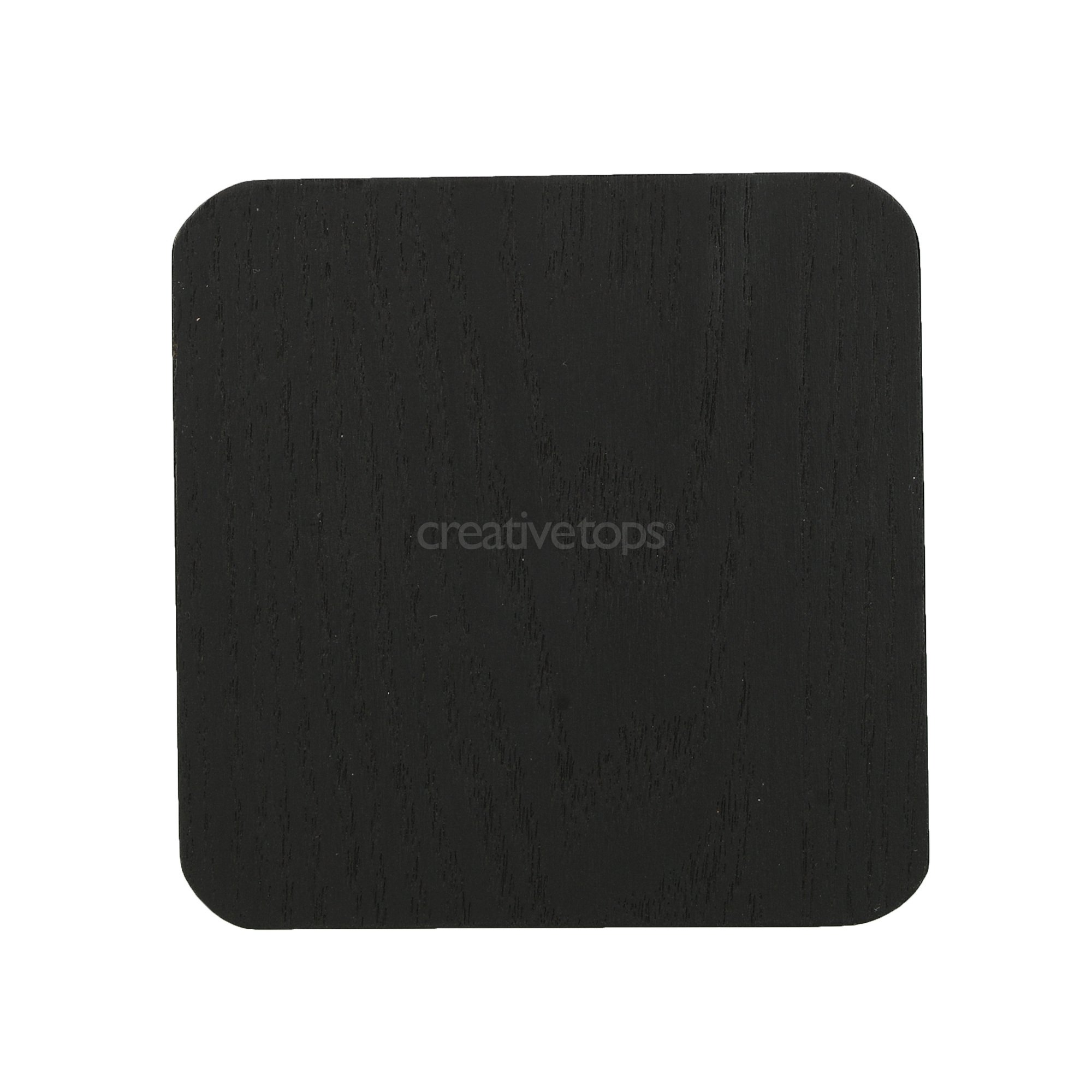 Creative Tops Naturals Ash Wood Veneer Drinks Coasters, 1.5 x 1.5 cm - Black (Set of 4)