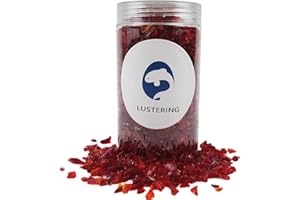 LUSTERING High Luster Crushed Glass Glitter, Broken Glass,Gems for Fire Pit, Crafts DIY Epoxy Resin Art, Geode Painting,Vase Filler,Aquarium Garden Decoration, 3-6mm, 454g (Red)
