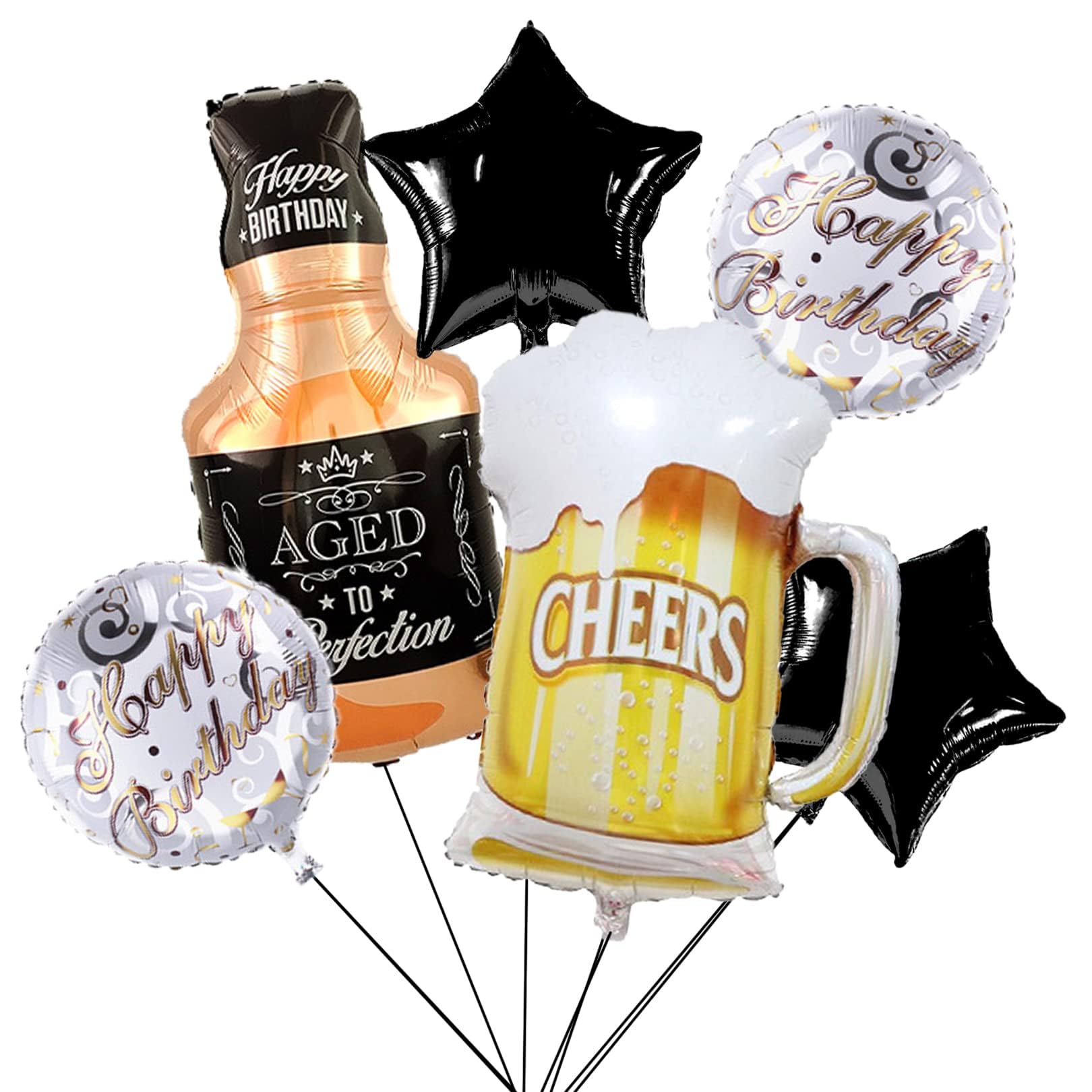 Photo 1 of PANRRPERS Beer Cup Balloons Set of 6 Whiskey Bottle Beer Mug Shape Balloons Summer Party, Beer Festival, Birthday Party