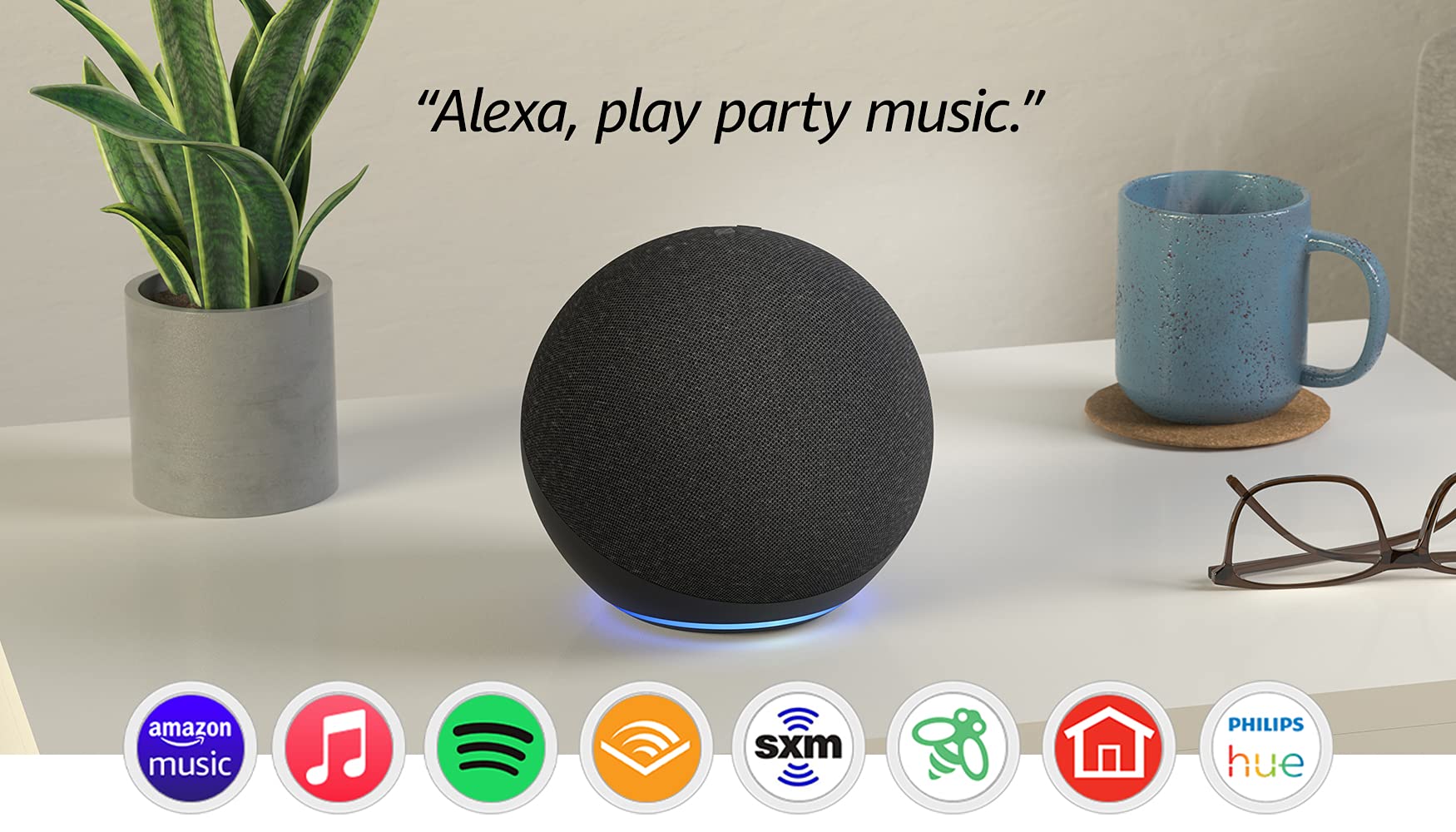 Amazon Echo (newest model), Alexa speaker with premium sound, Ideal for large bedrooms, living rooms and kitchens, Charcoal
