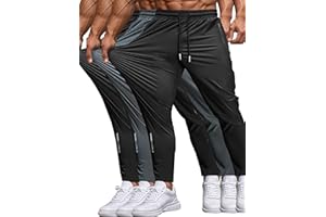 Hidkat Men's Sweatpants Lightweight Active Pants Quick Dry for Running 、Jogging 、Yoga、Golf with Zipper Pockets