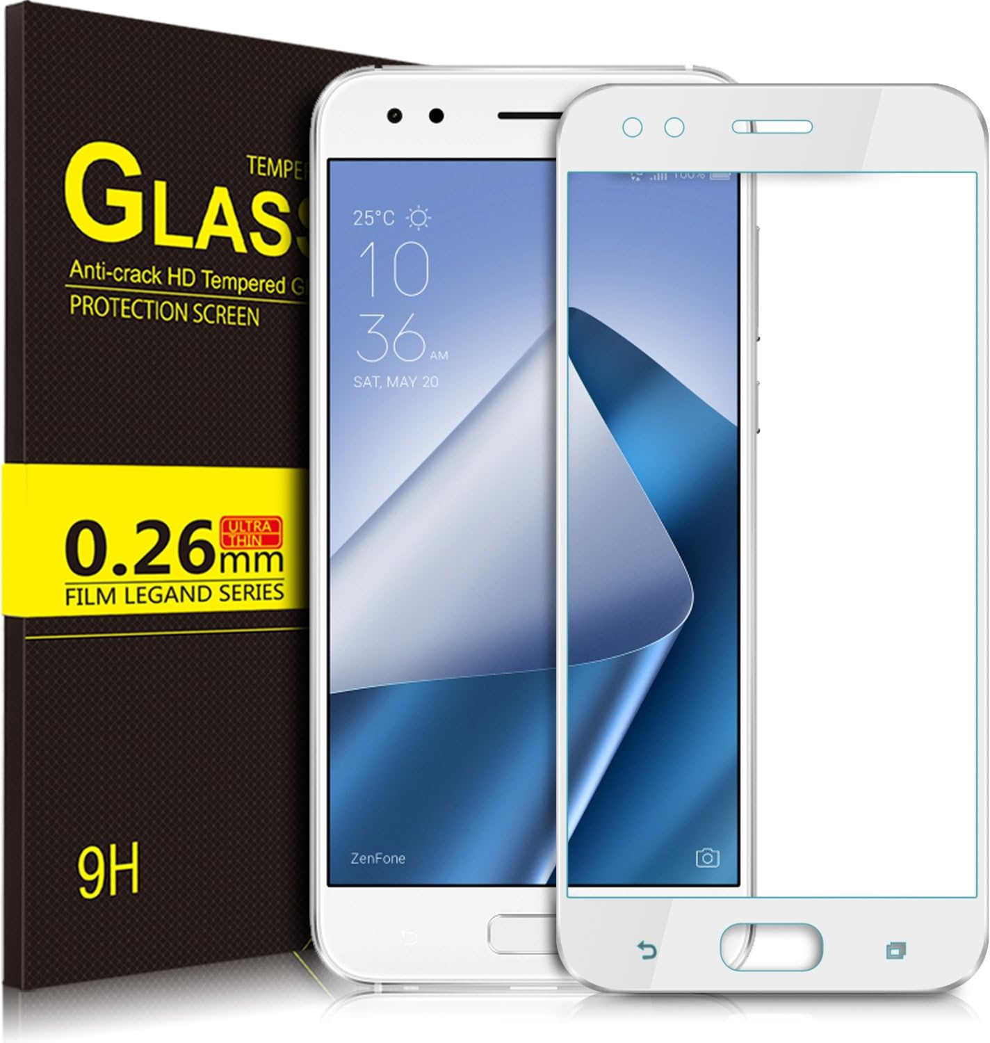 Huawei P20 Pro Screen Protector, KuGi 9H Hardness HD Clear Tempered Glass Screen Protector for Huawei P20 Pro Smartphone(White)