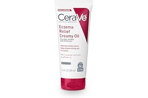 CeraVe Eczema Relief Creamy Body Oil, Eczema Calming Cream With Colloidal Oatmeal & Safflower Oil For Dry Skin & Itchy Skin Relief, Steroid Free & Paraben Free, 3.4 Ounce