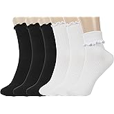 BomKinta Ruffle Socks Women - Turn-Cuff Frilly Sock - Lightweight Cotton Socks Gifts