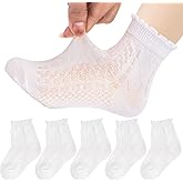Looching 5 Pairs Baby Girls Boys Mesh Thin Cotton Socks Toddler Ruffle No Show Soft Low Cut Ankle Socks for Little Kids