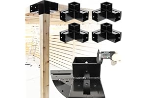 Anman Gazebo Brackets Kit 4x4 3-Way Right Angle Corner Bracket (Alloy Steel) DIY Pergola Bracket Kits Toja Grid (3 Way pergola Brackets (4 PCS))