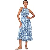 ADOR Women's Chiffon Dress Backless Elegant Wedding Guest Halter Neck Sleeveless Floral Long Formal Summer Maxi Dresses