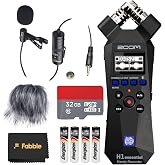 Zoom H1essential Handy Recorder Bundle with Professional Lavalier Condenser Microphone, 32GB microSDHC Card, Furry Microphone Windscreen, 4 AAA Alkaline Batteries, and More!