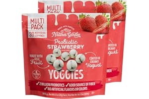 Nature's Garden Probiotic Strawberry Yoggies 21oz (30 x 0.7oz) Pack of 2 - Strawberry Yogurt-Covered Fruit Bites, High Fiber, Real Fruit Pieces, No Artificial Flavor, On-the-Go Snack for Adults