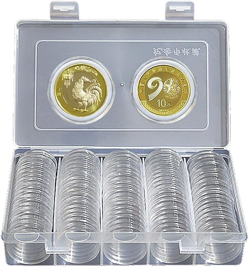Coin Collecting Storage, 100pcs 30mm Round Round Coin Case Storage Box