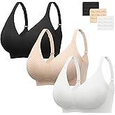 Angelhood Bras for Women Lace V Neck Seamless Wireless No Underwire Supportive Pushup Bralette Comfortable T Shirt Bra