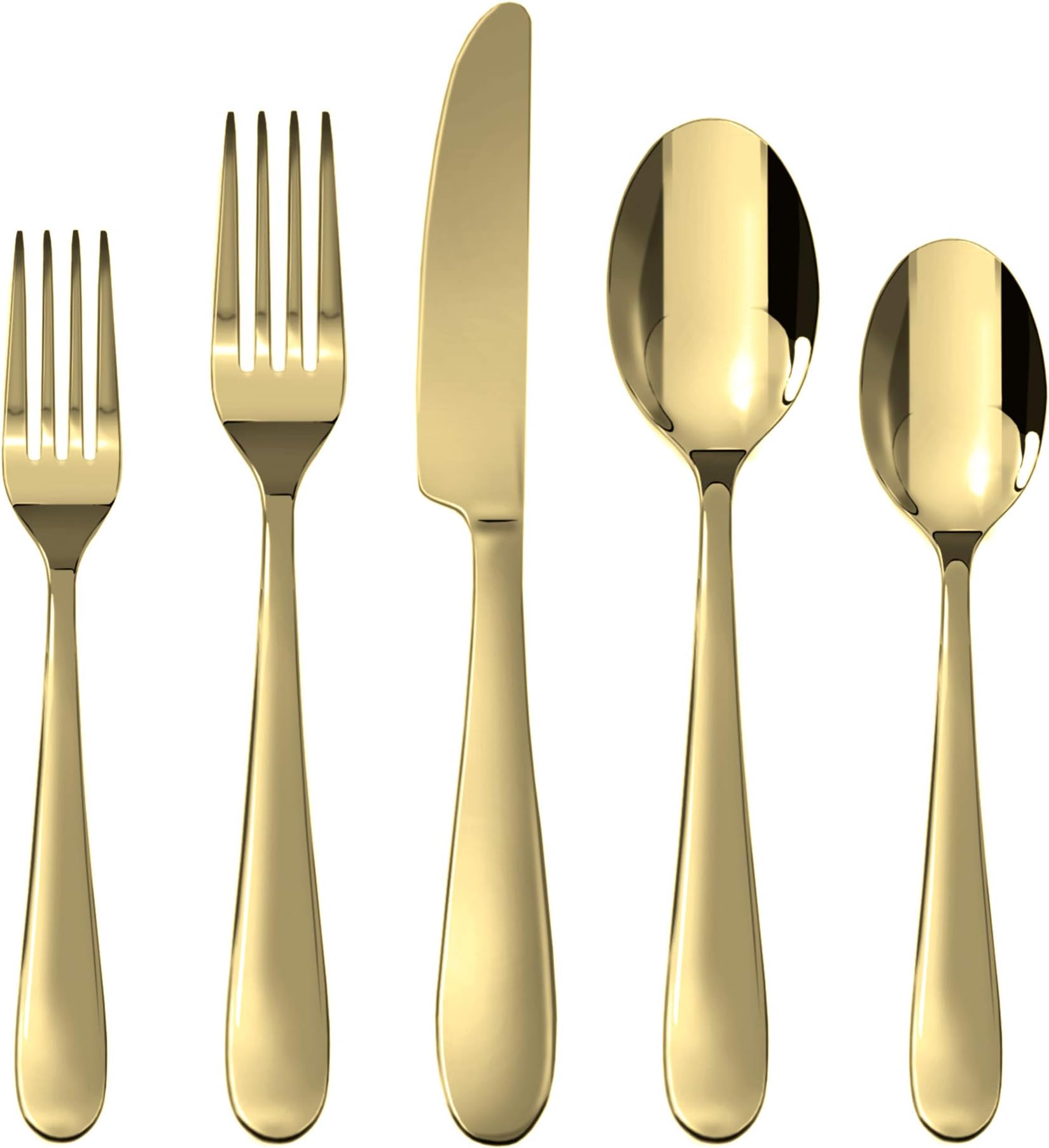 Gold Silverware Set, Flatware Set 20-Piece Stainless Steel Cutlery Mirror Polished Utensil Tableware Sets, Include Knife Fork Spoon for Kitchen Service for 4