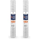 Aquaboon 1 Micron 20" x 2.5" String Wound Water Filter Cartridge - Whole House Water Filter Replacement for Well Water Matches SWC-25-2005, 2-Pack