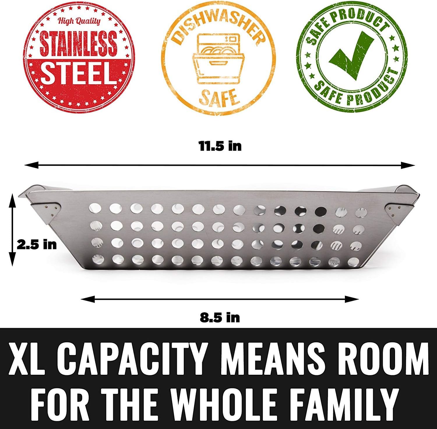 Grillaholics Heavy Duty Grill Basket - Large Grilling Basket for More Vegetables - Stainless Steel Grilling Accessories Built to Last - Perfect Vegetable Grill Basket for All Grills and Veggies : Garden & Outdoor