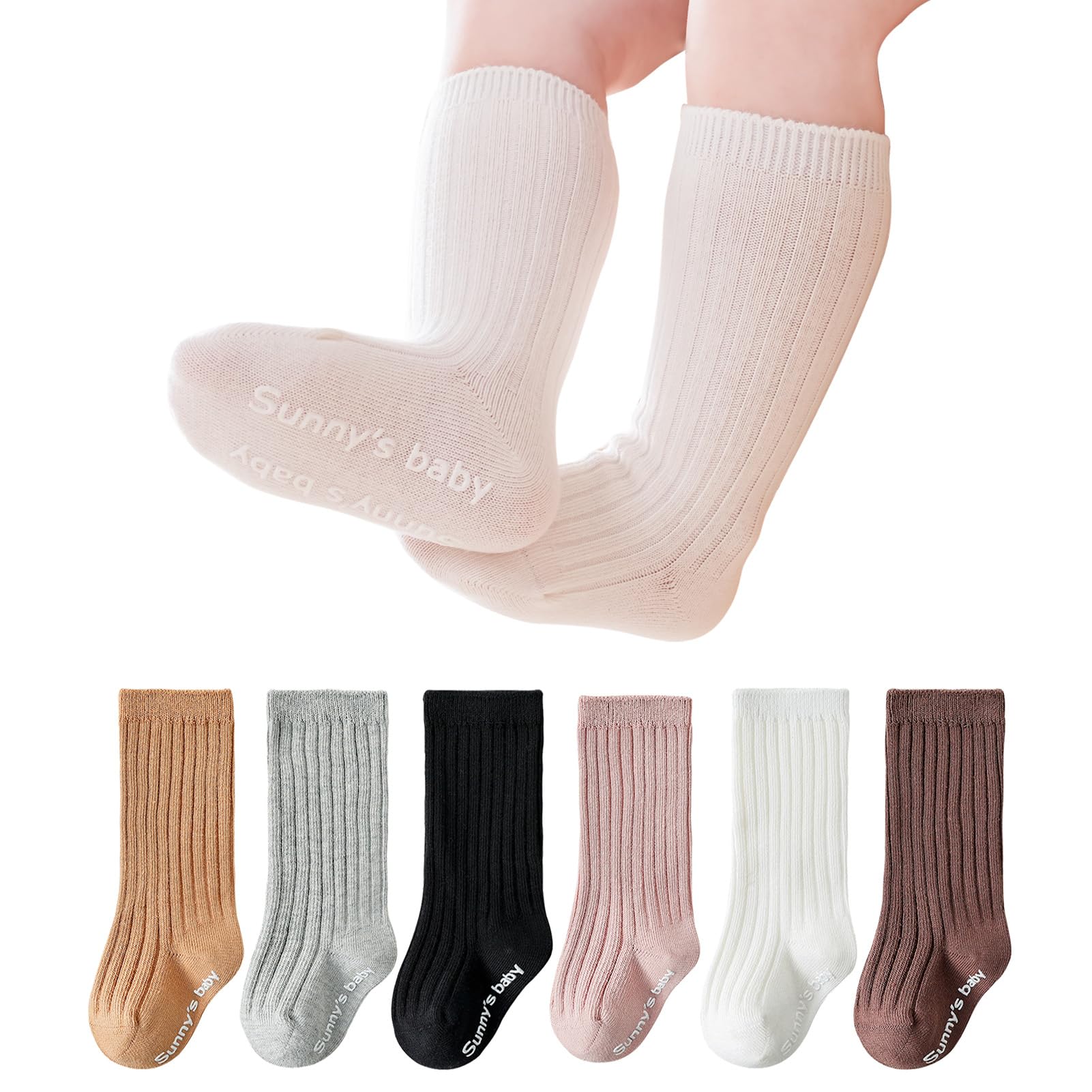 Photo 1 of ****** MISING A PAIR ******* Zumou Toddler Knee High Socks Non Slip Anti Skid Baby Boy Girls Seamless Long Stockings (US, Age, 1 Year, 3 Years, 6 Pairs Assorted)