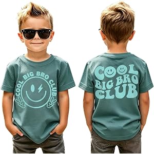 BOUTIKOME Big Brother Shirt Toddler Boys Cool Big Bro Club T-Shirt Sibling Reveal Promoted to Big Brother Gift for Boy 2-7Y