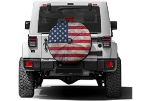Delerain Spare Tire Cover with Backup Camera Hole American Flag Wheel Covers Waterproof Dust-Proof UV Sun Universal Fit for RV Trailer RV SUV Truck (17 Inch for Diameter 31"-33")
