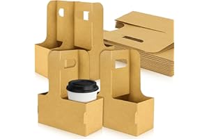 CZWESTC 20 Pcs 2-Cup Drink Carrier Handle, Kraft Paperboard Handled Drink Carrier to Go Coffee Cup Holder for Drinks, Takeout, Cafe and Restaurant Food Service Delivery